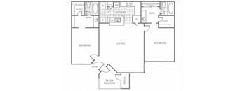 a schematic floor plan of a house with bedrooms and baths