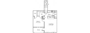 a floor plan of a small house with a kitchen and a living room