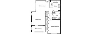 a floor plan of a house with a kitchen and a living room