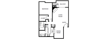 a floor plan of a house with a bedroom and a living room