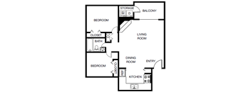 a floor plan of a house with a bedroom and a living room