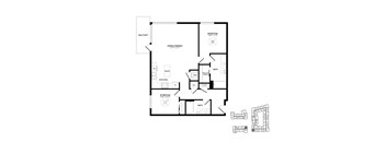 a floor plan of a 1 bedroom floor plan