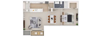 a floor plan of a house with a bedroom and a living room