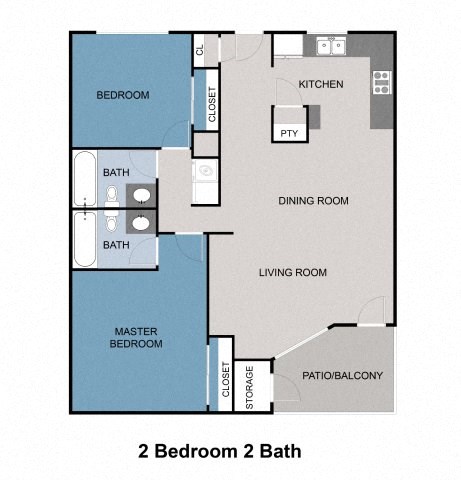 a floorplan of a two bedroom renovated apartment washer dryer, living room, kitchen, stainless steel