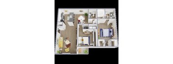 a floor plan of a house with a bedroom and a living room
