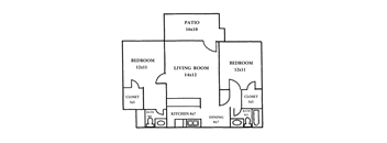 A black and white image of a floor plan for a house.