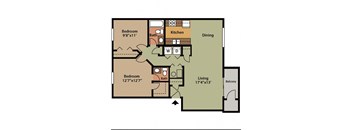 a floor plan of a bedroom floor plan with a kitchen and a living room