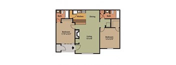 a floor plan of a two story house with a kitchen and a living room
