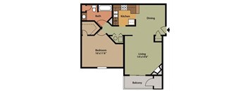 a floor plan of a house with a bedroom and a living room