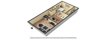 a floor plan for a small apartment with a bedroom and a living room