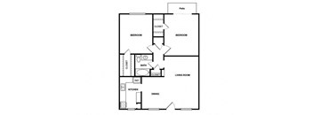 a floor plan of a house with bedroom and living room