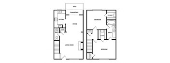 a schematic floor plan of a house with bedrooms and a living room