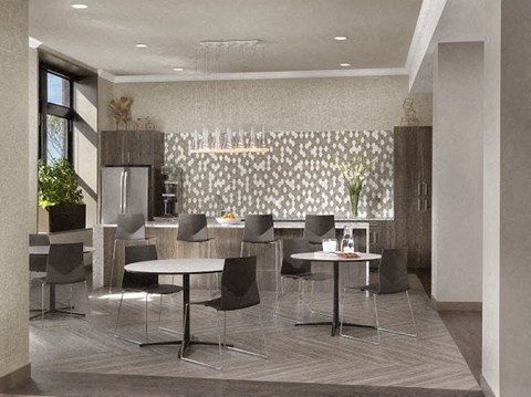 a dining room with tables and chairs