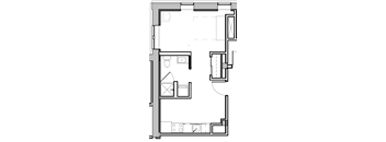 a floor plan of a house with a bedroom and a living room
