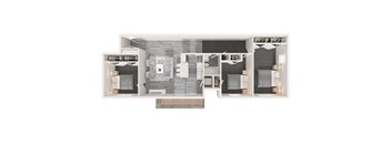 a 3d floor plan of a bedroom with a bathroom