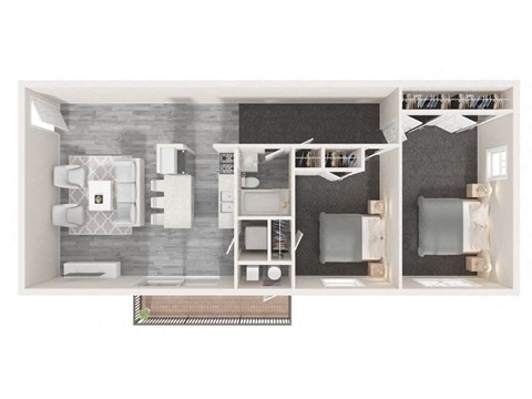 2 Bedroom 3D Plan
