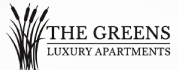 The logo for The Greens Luxury Apartments features a plant.
