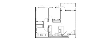 A black and white image of a floor plan for a house.