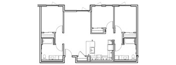 A black and white image of a floor plan for a house.