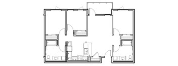A black and white image of a floor plan for a house.