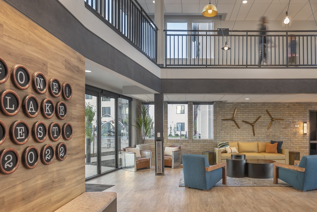 A modern interior with a wooden sign that reads "ON BREAK".