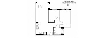a floor plan of a small house with a bedroom and a bathroom