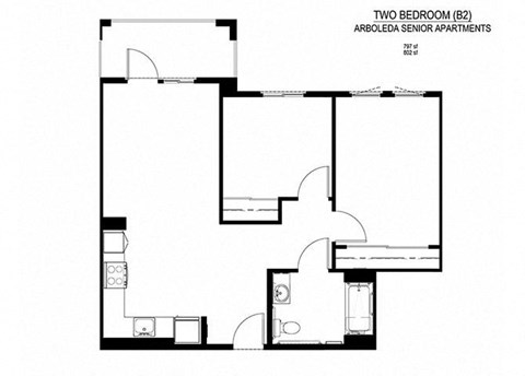 a floor plan of a small house with a bedroom and a bathroom