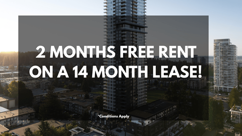 A promotional image offering two months free rent on a 14 month lease.