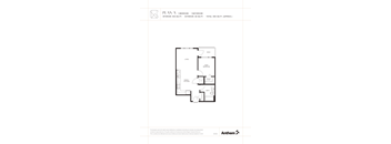 A floor plan for a one bedroom, one bathroom apartment.