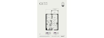 A floor plan for a 1 bedroom, 1 bath apartment at Cypress Rental Homes.