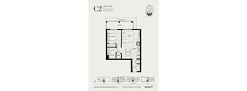 A floor plan for a 1 bedroom, 1 bath apartment at the Cypress Rental Homes.
