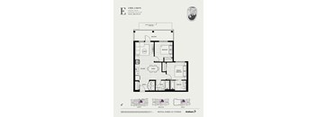 A floor plan for a 2 bedroom, 2 bathroom apartment.