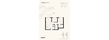 A floor plan for a rental property by JINJU/RENTAL shows a 1 bedroom, 1 bathroom apartment with a total size of 616-647 square feet.
