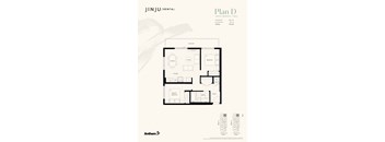A floor plan for a junior 3 bedroom 1 bath apartment.