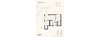 A floor plan for a rental property by JINJU/RENTAL shows a 2 bedroom and 2 bath apartment with a total area of 720-1018 square feet.