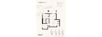 A floor plan for a two bedroom, two bathroom apartment.