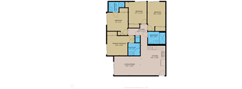 A floor plan of a house with a living/dining area of 176 x 102.
