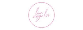 A pink circle with the words "live angeles" written in cursive.