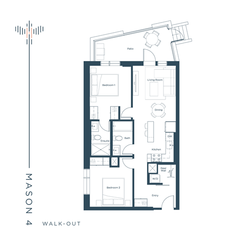 floor plan of a 555 sq ft apartment