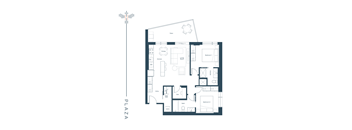 a floor plan of a house with a black and white floor plan