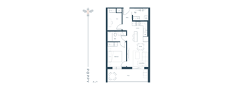 a floor plan of a house with a blue and white floor plan