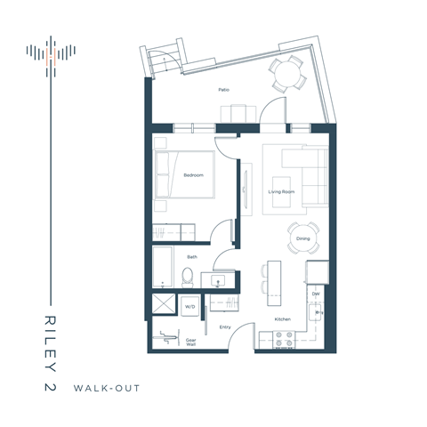 a floor plan of a house with a loft and a patio