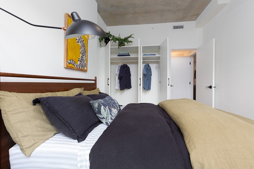 a view of the ceiling of a room with lights on it