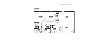 a floor plan of a bedroom floor plan with an open floor plan