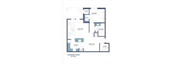 a floor plan of a unit with a bedroom and a living room