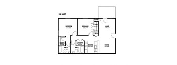 a floor plan of a house with a bedroom and a living room