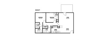 a floor plan of a 2100 sq ft home with a bedroom and a living room