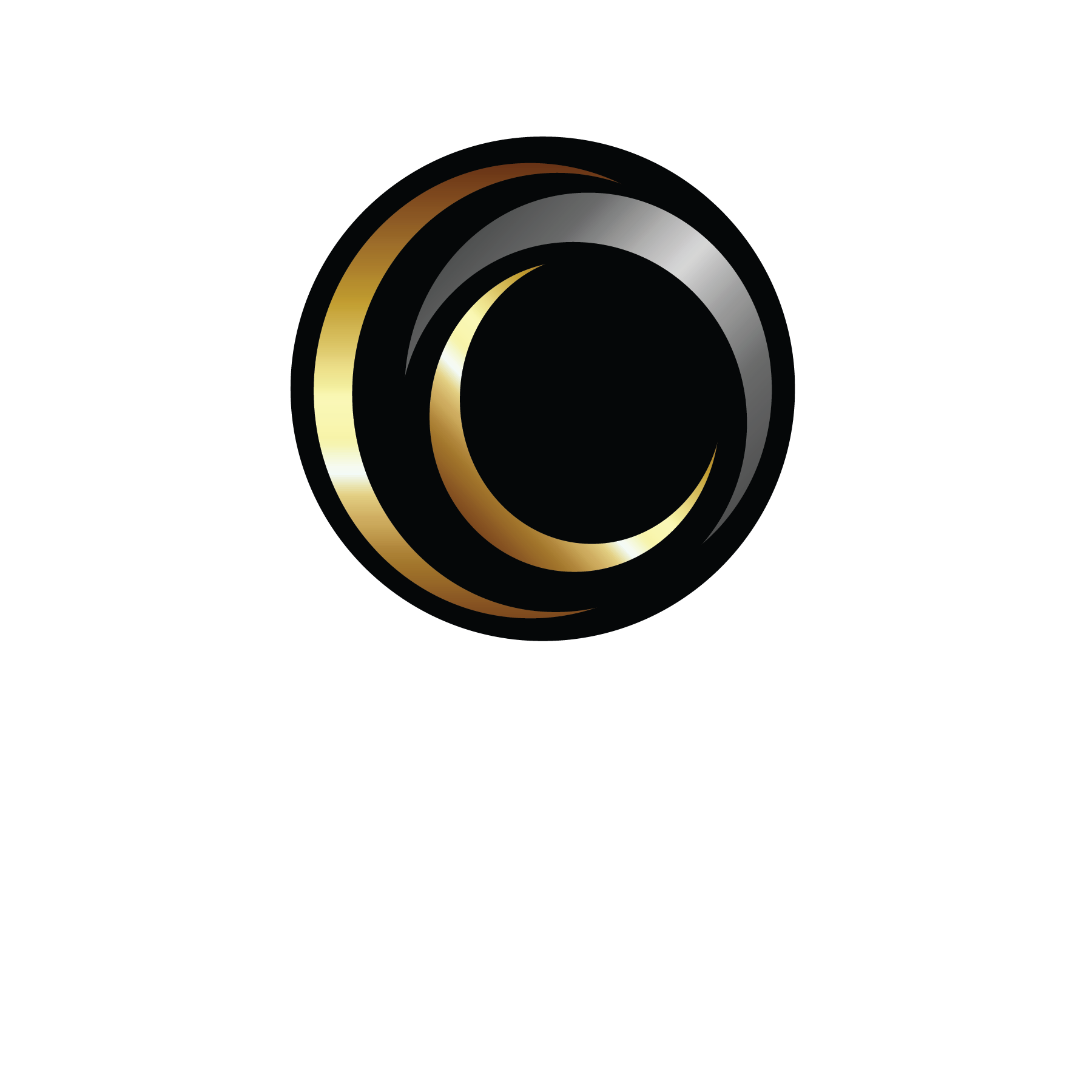 a logo of a coffee cup with a gold circle