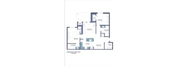 a floor plan of a 2 bedroom apartment with a large open area and a balcony