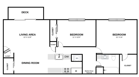 a floor plan of a house with a bedroom and a living room